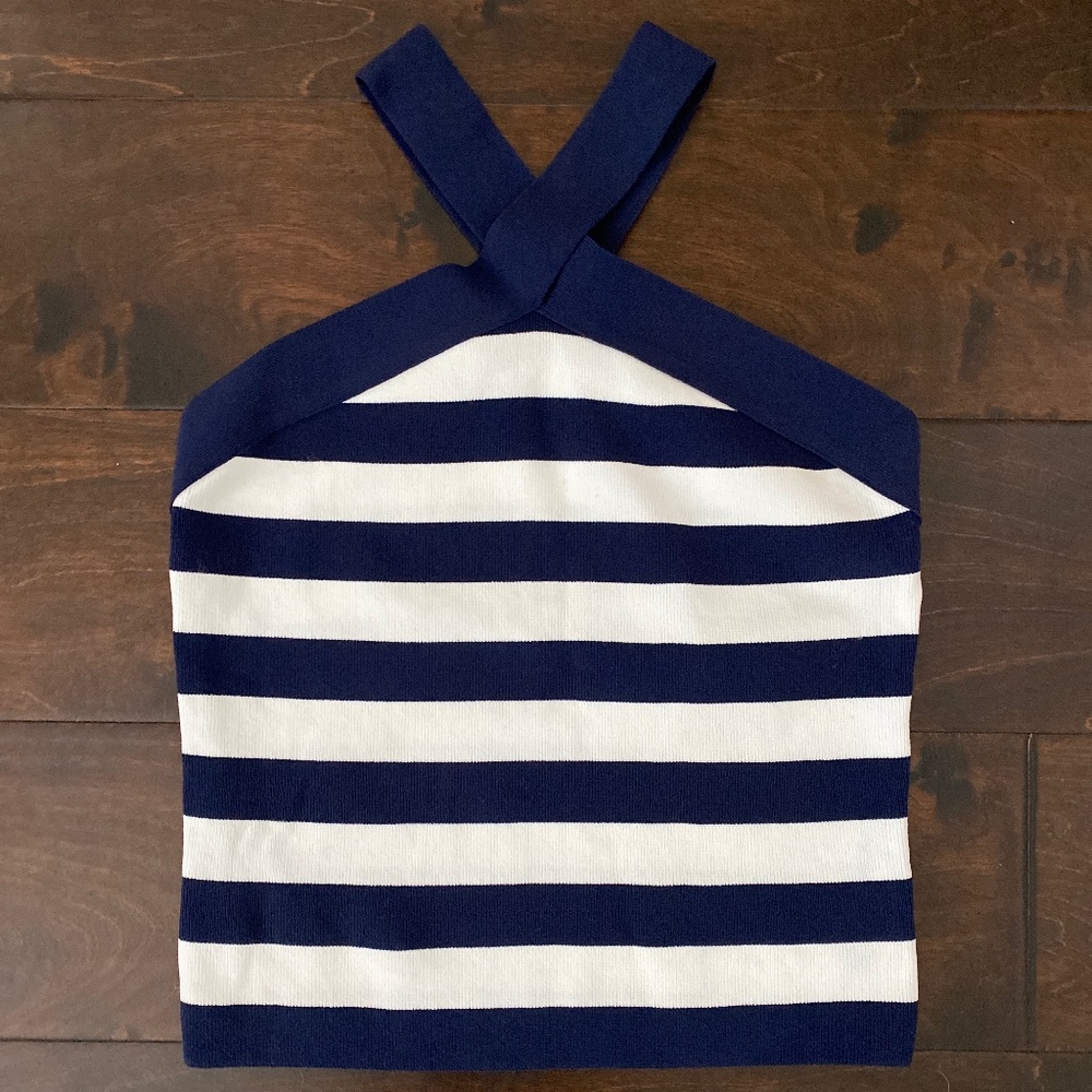 Bailey 44 Navy and White Halter Top Medium NWT